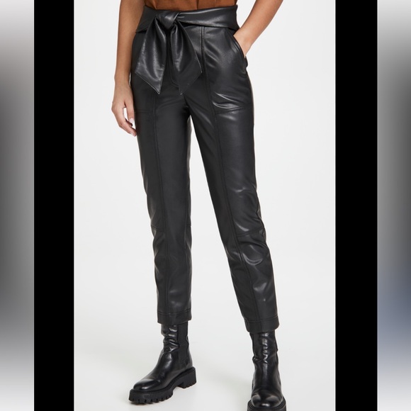 Jonathan Simkhai Tessa Vegan Leather Tie Waist Pants Sz 2